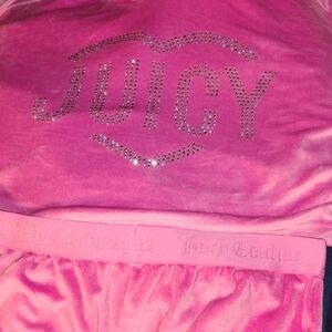 Juicy Couture Pink Velour Set with Rhinestones